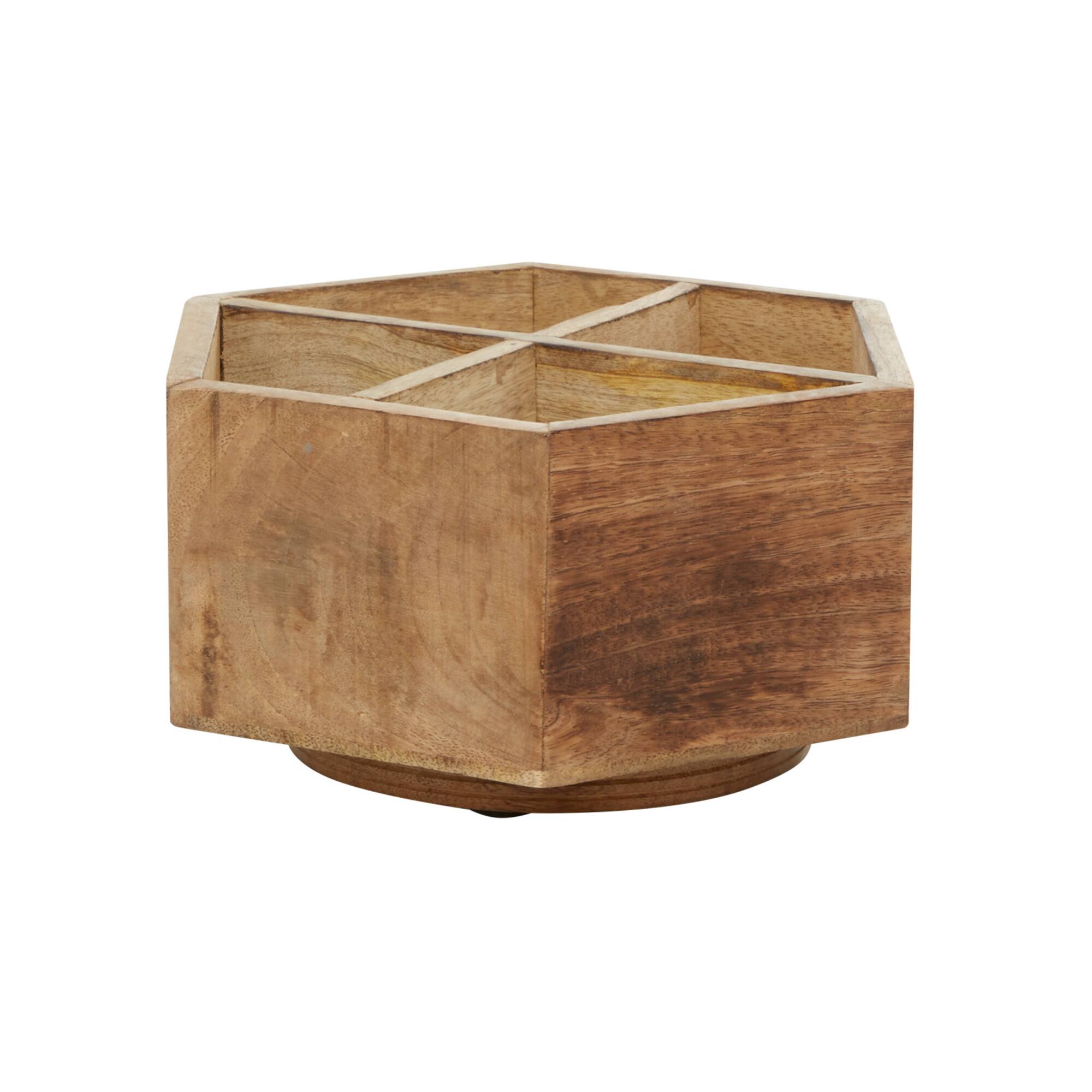 10" Natural Brown Wood Rustic Lazy Susan Caddy